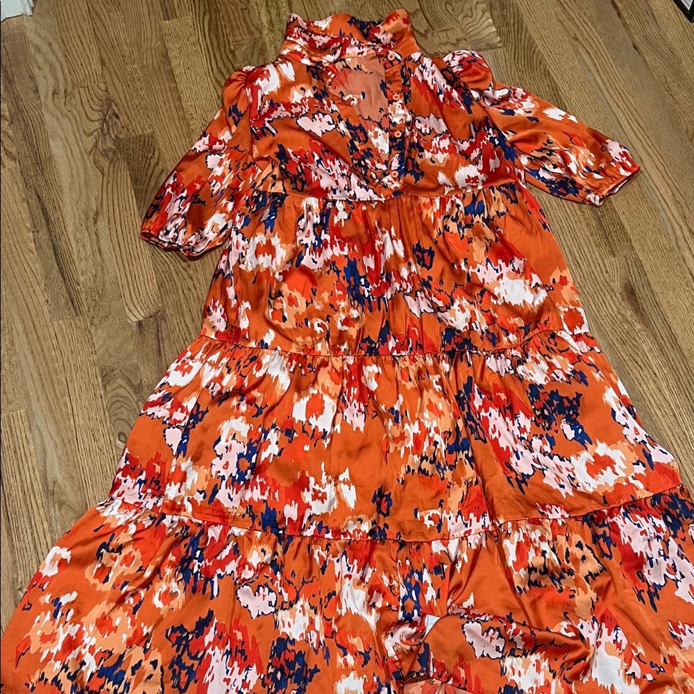 Vibrant Orange Floral Dress NWOT